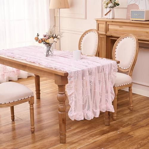 Pink Lace Tablecloth Vintage Table Cloth (Pink,55”x70”,Rectangular)