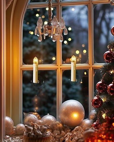 Raycare 20 Pcs Flickering Candles for Christmas Tree, Remote Christmas Tree Candles with Remote and Timer