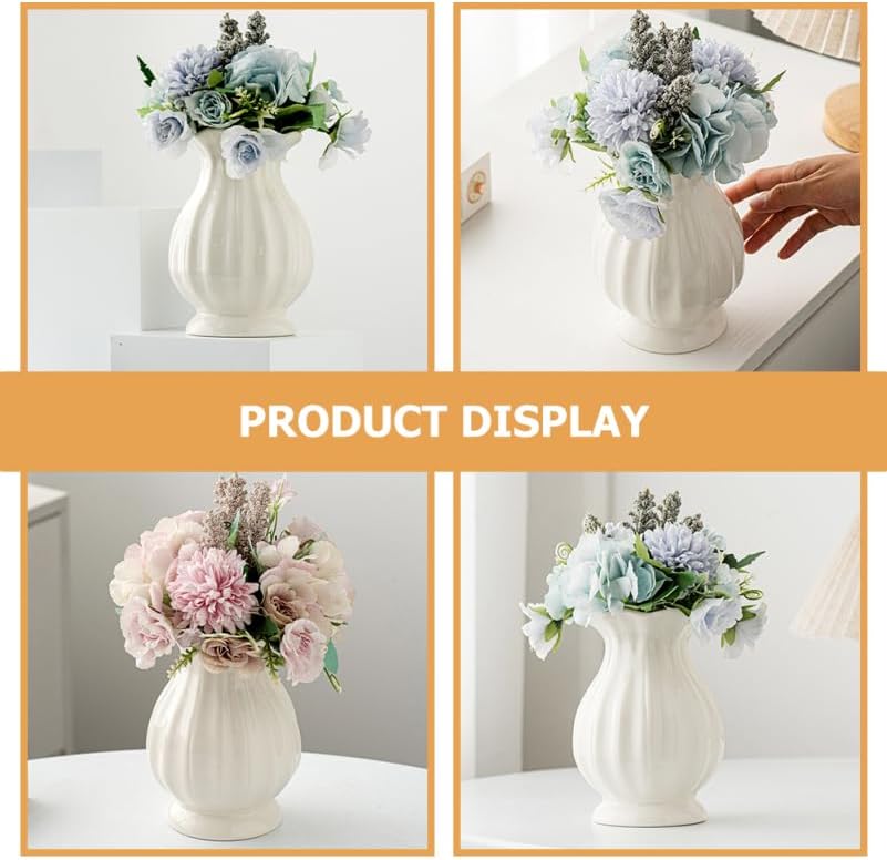 Ceramic Flower Vase Small Decorative Vase for Dried Flowers Minimalist Home / White / 6.69 Inch
