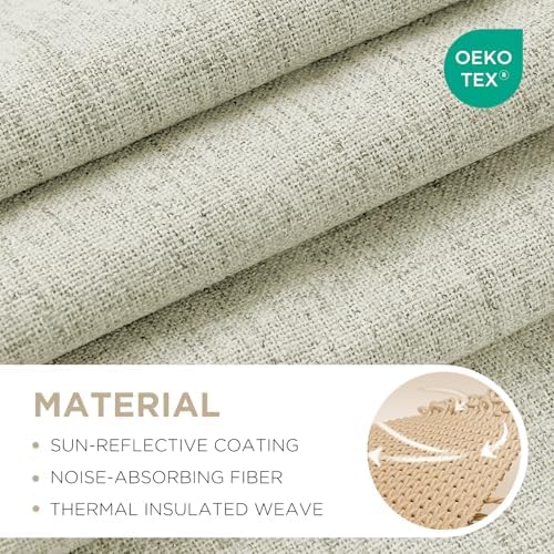 Joydeco Linen Blackout Curtains for Bedroom - 100% Light Blocking 1 Panels, Light Beige Drapes 70" W x 108" L, Thermal