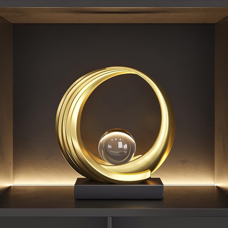 Golden Wave Resin Origami Statue Modern Abstract Home Decoration Emphasizes Abstract Office Desk / A