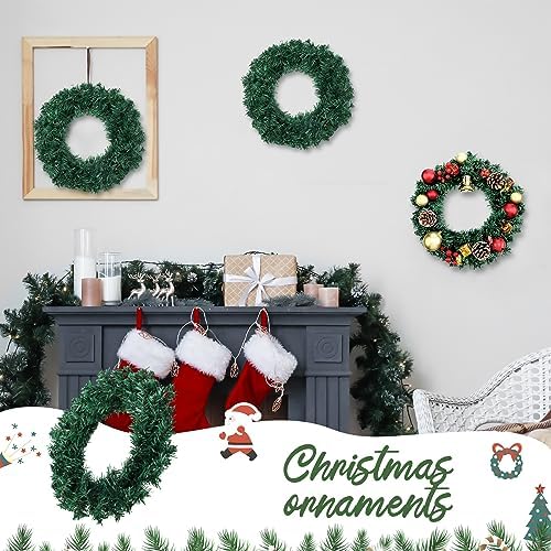 8 Pcs Christmas DIY Green Artificial Wreaths Bulk, 14 Inch, Classic