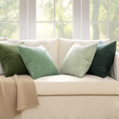MIULEE Soft Corduroy Decorative Throw Pillow Covers Forest Green 16x16