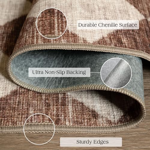 Front Door Rug - 2x3 Brown Beige Checkered Diamond Entry Rug