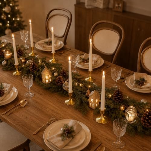 zeochyni 12 Pcs Brass Gold Taper Candle Holders Bulk for Wedding, Party