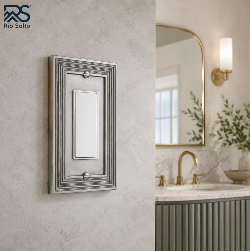 Rio Salto Light Switch Cover Plate Rocker Switch Plate Decorator Paddle GFCI Brushed Brass Gold Metal Outlet Covers