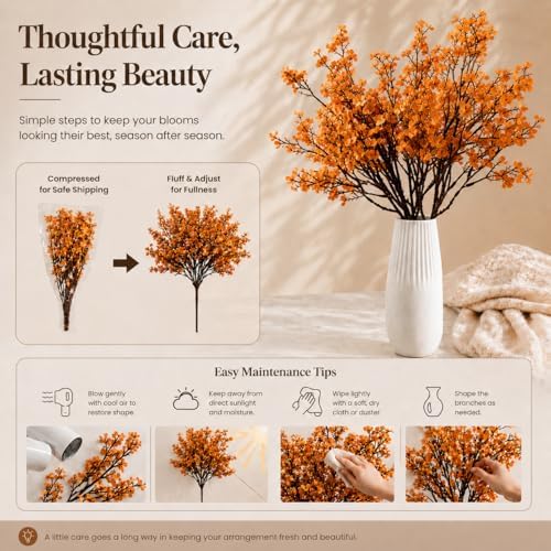 Mandy's 6 Bundles Artificial Orange Baby’s Breath Flowers