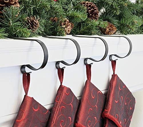 Haute Decor The Original MantleClip® Stocking Holder 4 Pack - Hang Christmas Stockings Safely and Securely from Mantels Up to 3 Inches Thick