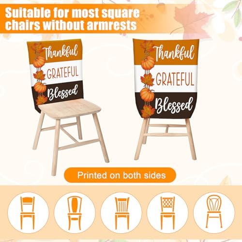 6 Pcs Fall Chair Covers, Harvest Plaid Dining Chair Slipcovers