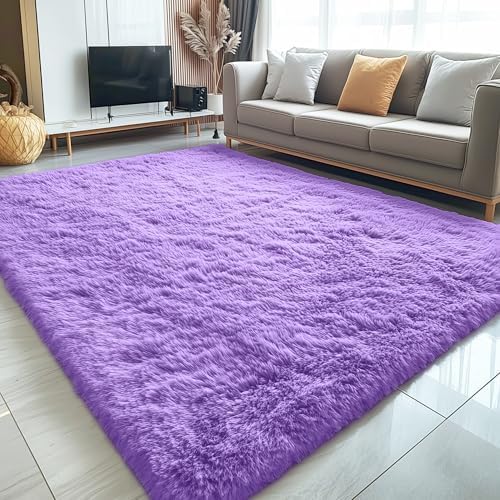 OLANLY 5x7 Machine Washable Large Area Rugs for Living Room, Bedroom, Soft Fluffy Shaggy Bedside Rug, Indoor Floor