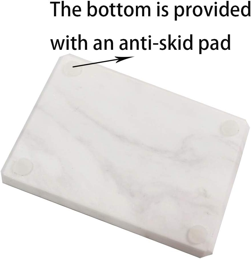 Soap Dish Tray Marble Soap Holder Trinket Plate / White