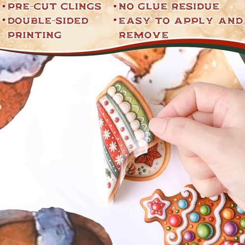 Epakh 2 Sheets Christmas Gingerbread Window Clings Static Decals