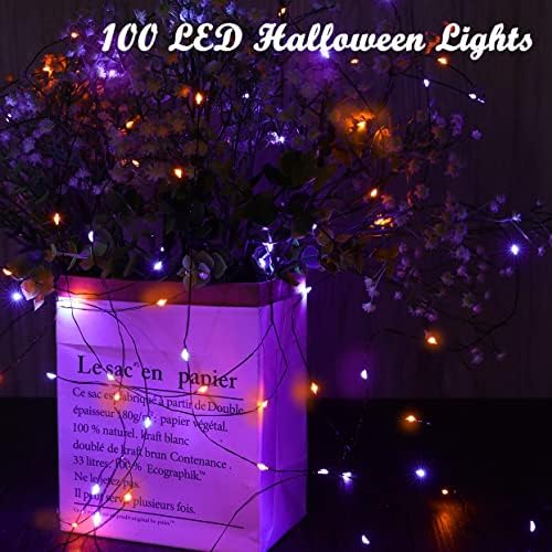 Lomotech Orange Purple Halloween Solar Lights, 2 Pack Total 66ft 200 LED