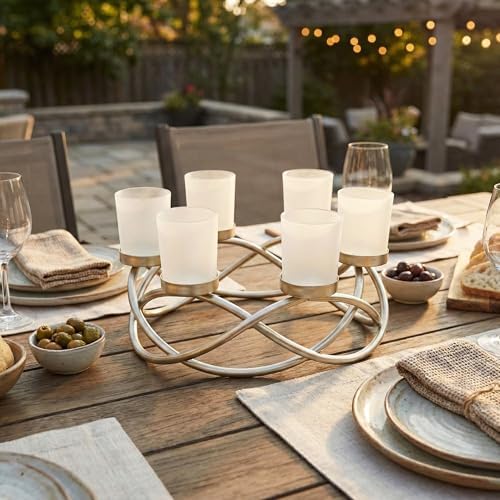 Seraphic Centerpieces for Table Decor, Tealight Candle Holder, Gold/Frosted