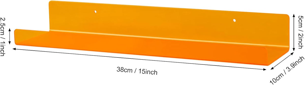 Dezzer 6 Pack Acrylic Shelves for Wall, 15" Acrylic Floating Shelves for Bathroom Bedroom, Invisible Bookshelf Wall