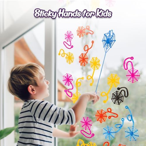 30 Pcs Sticky Spider Web Sticky Hands for Kids Bulk Halloween Party Favors Decorations,Spider Webs for Classroom Prizes Halloween Gifts Goodie Bags Stuffers Pinata Stuffers for Boys Girl
