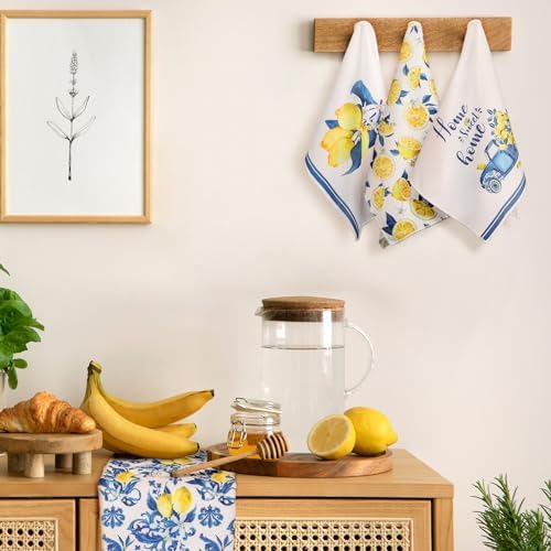 Sratte 6 Pcs Lemon Kitchen Towels Capri Tiles Lemon Dish Towels