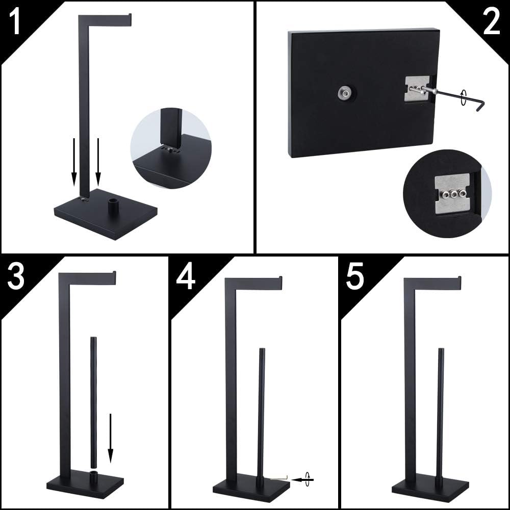 GERZWY SUS 304 Stainless Steel Toilet Paper Holder, Free Standing Lavatory Pedestal Toilet Paper Stand with Reserve