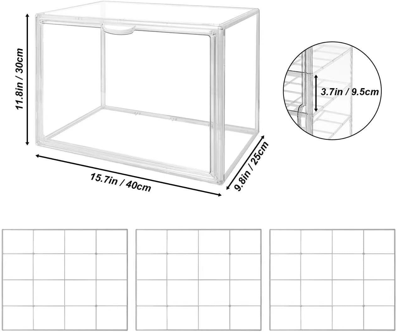 BOHOIDEE 4 Tiers Clear Acrylic Display Case for Closet, Purse Storage Organizers Box, Plastic Storage Bins with 3