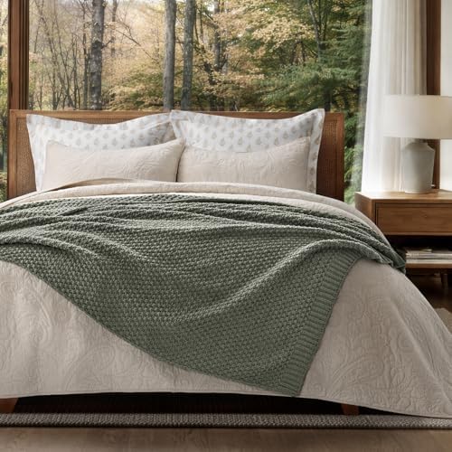 EVERGRACEHOME Chunky Chenille Knit Throw Blanket, 50x60, Dried Thyme Green