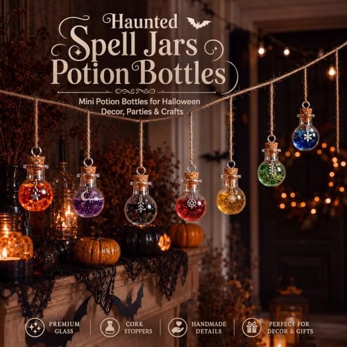 Patelai 30 Pcs Mini Glass Bottles with Cork Glass Tiny Potion Bottles with Lids Clear Mini Wishing Spell Jars with 20 Meters Hanging Rope for Necklace Making Halloween DIY Art Craft(Ball-Shaped)