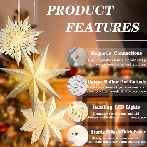 Christmas White Winter Wonderland Snowflake Party Hanging Decorations