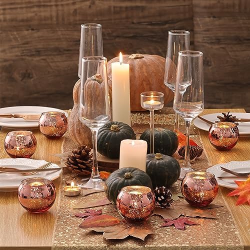 Volens 24PCS Rose Gold Votive Candle Holders for Table Centerpieces