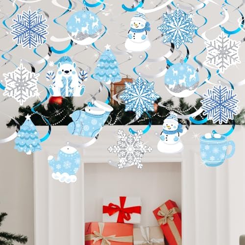 Winter Hanging Decorations, Christmas Spiral Swirls, 30-Pc Winter Decor