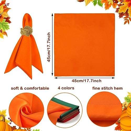 EBoot 16 Pcs Fall Thanksgiving Napkin Ring Set, Turkey, Metal