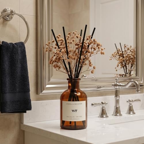 WEALD TRIBE Reed Diffuser Set for Bathroom Air Fresheners, Oil Diffuser Sticks | Vanilla Whiskey Scent 4.0 fl oz Home