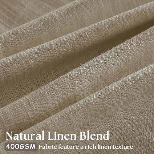 Neutral Pinch Pleated 96 Inch Greige Light Filtering Flax Linen Curtains
