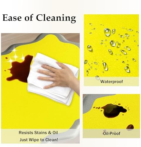 Arenarug Scalloped Kitchen Mats for Floor, Yellow Kitchen Rugs Set of 2