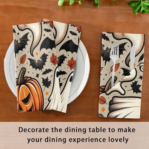 Halloween Cloth Napkins 20x20 Inch, 6 Pack Washable Dinner Napkins Reusable Napkins for Banquets, Weddings, Holiday, Party and Daily Use