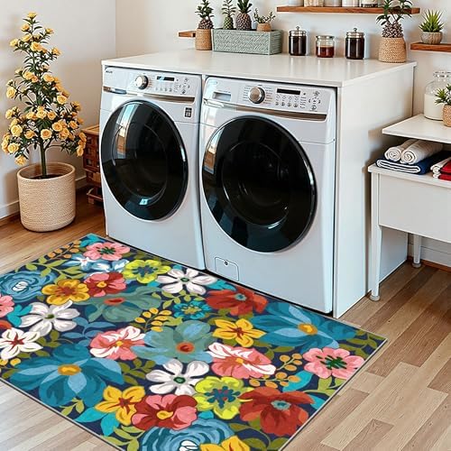 Floral Outdoor Rug - 28"x43" Front Door Mat Indoor Outside Entrance