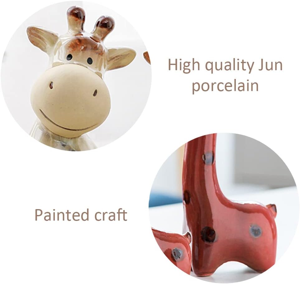 Ceramic Ornament Figurine Statue / Khaki Giraffe / Set of 3