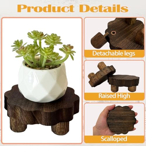 Small Wooden Stands / Dark Brown / 4 Inch / Set of 3