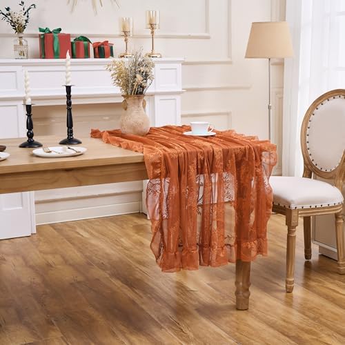 Lace Tablecloth Vintage Table Cloth (Orange, 55”x55”, Square)