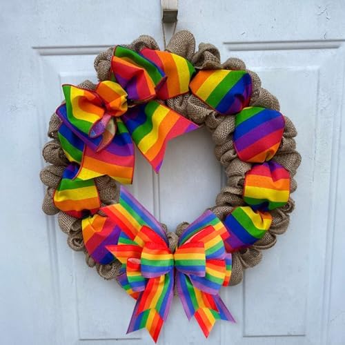 SIMISI RIBBON Pride Wreath Bow Rainbow Stripe Decorations Lesbian Gay Burlap Ornaments