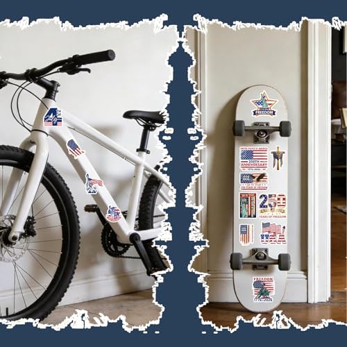 250 Anniversary USA Stickers - 100 Pcs 250th Year Patriotic America Merchandise Decals Bulk for Water Bottle Car Laptop Keyboard Phone American Gifts Favors for 4th of July Independence Day