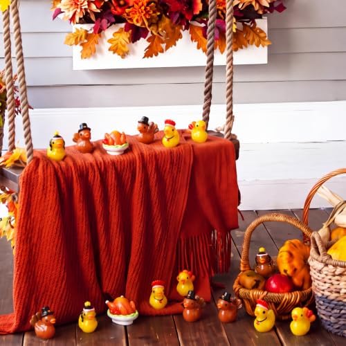 50 Pcs Thanksgiving Turkey Resin Duck Fall Mini Ducks Figurines