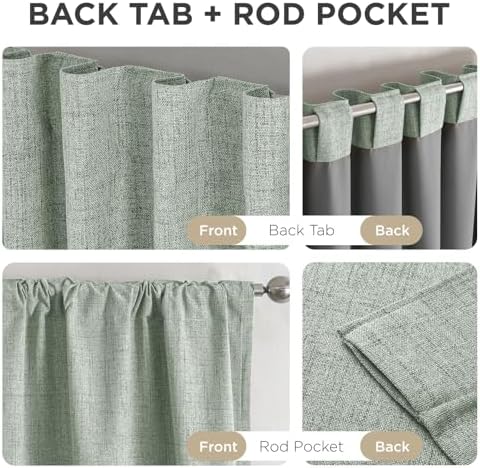 Joydeco Blackout Curtains for Bedroom - 96 Inch Long 100% Light Blocking 2 Panels Sage Green Drapes, Thermal Insulated