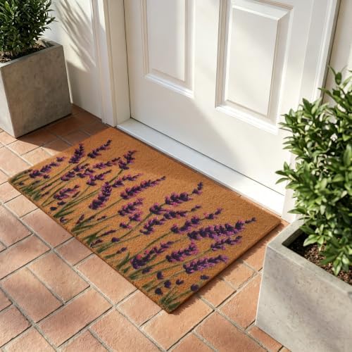 Kelarea Lavender Floral Front Door Mat, 17" x 29" Non-Slip Outdoor/Indoor