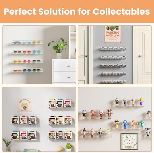 upsimples 4 Pcs 15" Acrylic Shelves for Wall Storage and Organizer, Clear