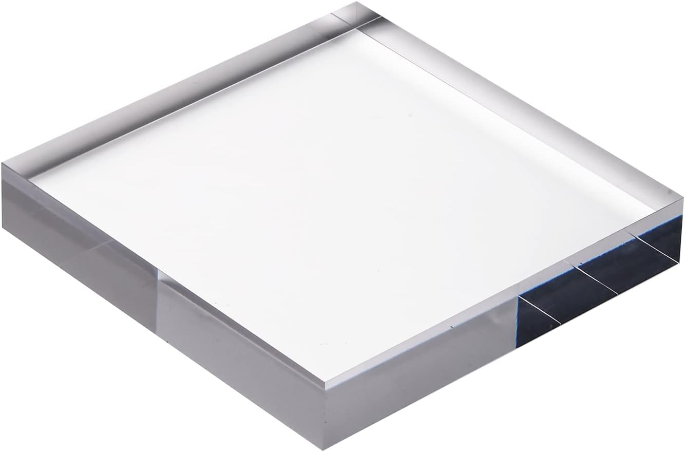 CiaoHER 6in Square Acrylic Cube Display Block, 1in Thickness, 2 Pack | Clear Polished, Pedestal Stand Riser, Solid