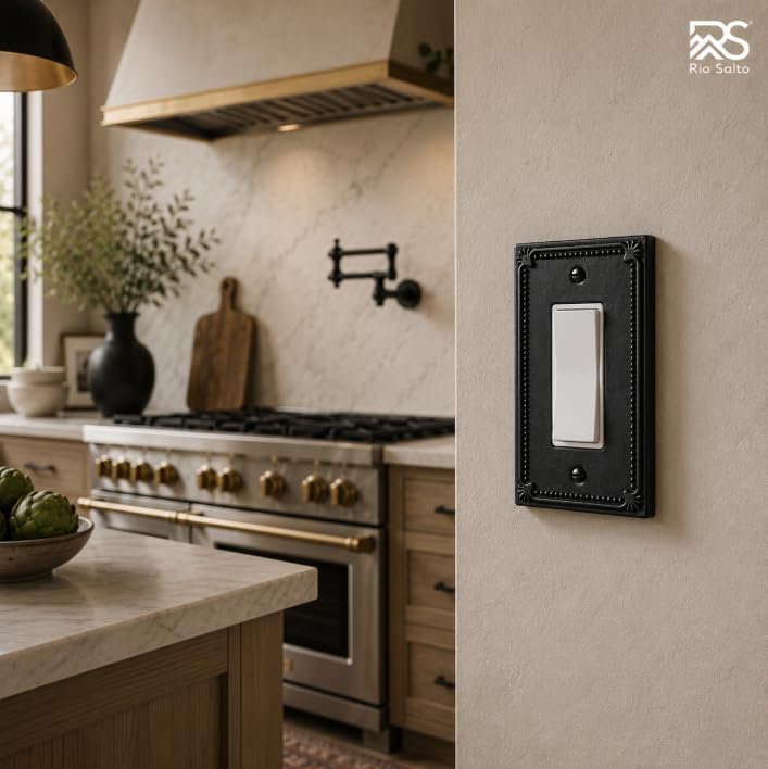 Rio Salto Rocker Light Switch Cover Plate Decorator Paddle GFCI Outlet Covers Wall Plate Electrical Socket Matte Black