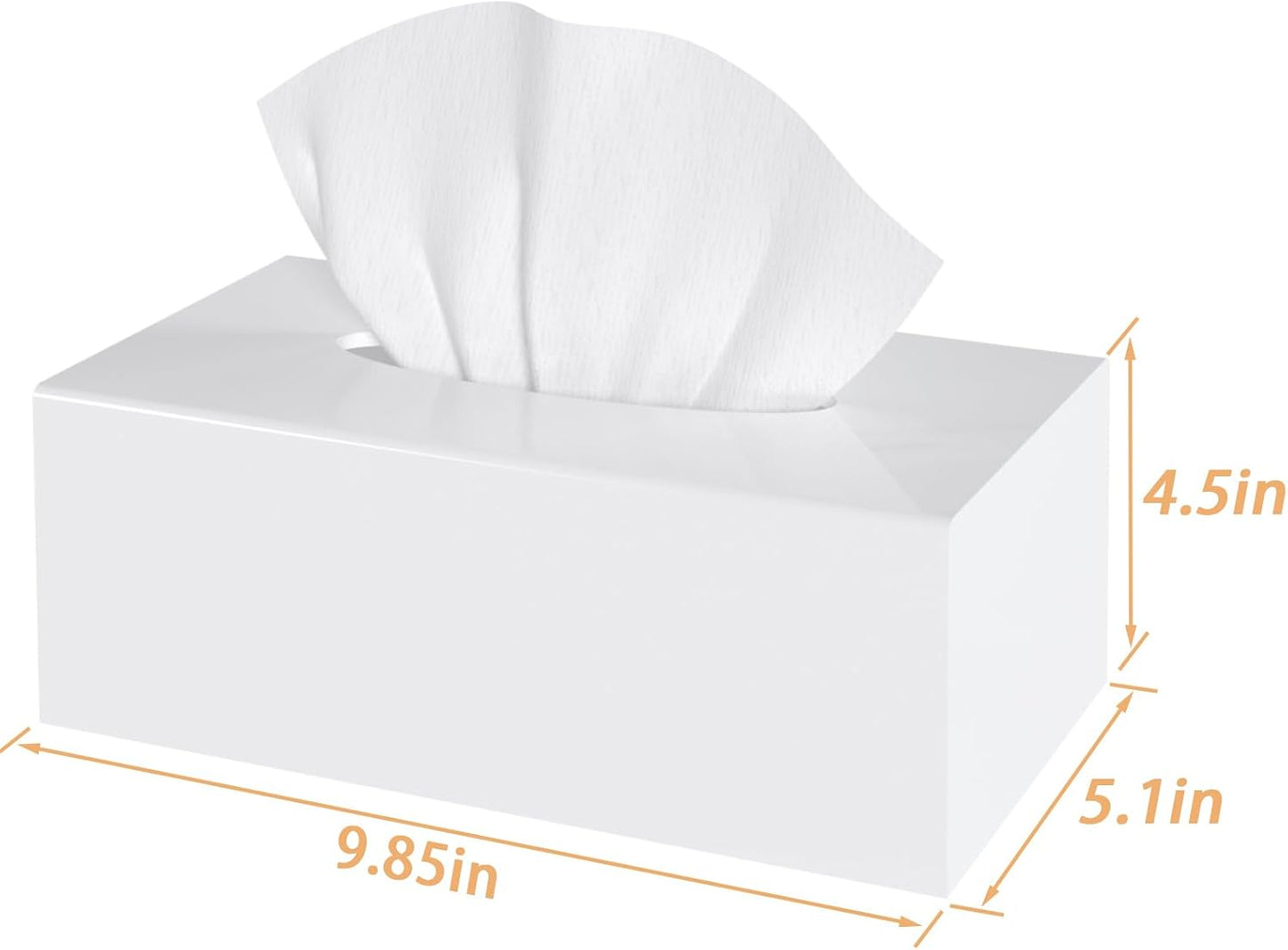 Modern Tissue Box Holder / Shiny White / 9.85"lx5.1"w X4.5"h