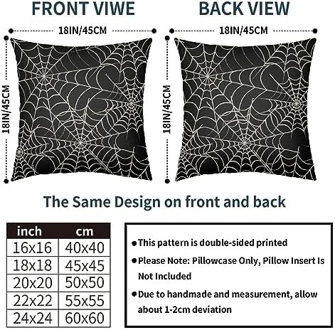 Robvobe Halloween Spiderweb Pillow Covers 24x24 Set of 2 Black White Web Outdoor Decorative Throw Pillows Halloween Scary Themed Farmhouse Pillowcases Linen Cushion Case Decor for Home Sofa Couch Bed
