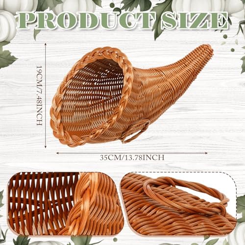 Fall Cornucopia Basket Fall Table Centerpieces 13.78'', Neutral