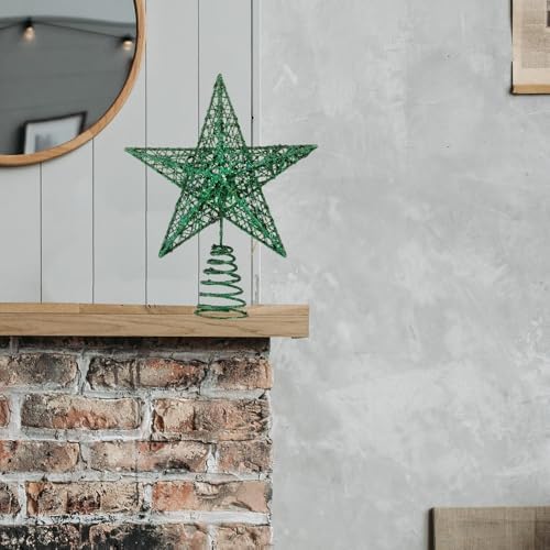 BinaryABC Iron Christmas Tree Star Topper,20cm Glittering Tree Topper