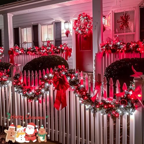 JMEXSUSS 400 LED Red and White Christmas Lights Outdoor with Remote